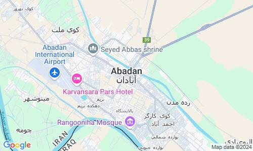 Ausschnitt der Weltkarte zu Abadan