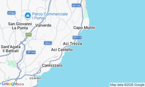 Ausschnitt der Weltkarte zu Acitrezza Beach (La Playa)