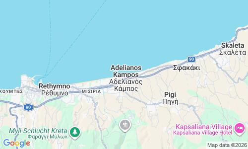 Ausschnitt der Weltkarte zu Adelianos Kampos Beach