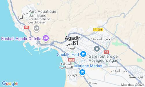 Ausschnit der Weltkarte zu Agadir