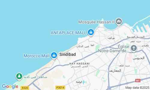 Ausschnitt der Weltkarte zu Ain Diab Beach