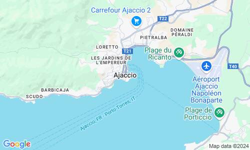 Ausschnitt der Weltkarte zu Ajaccio