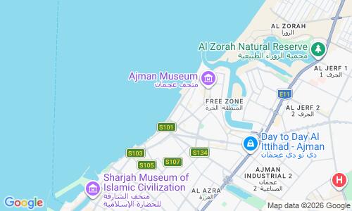 Ausschnitt der Weltkarte zu Ajman Beach