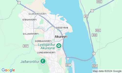 Ausschnit der Weltkarte zu Akureyri