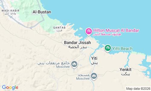 Ausschnitt der Weltkarte zu Al Jissah Beach