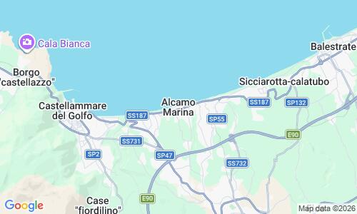 Ausschnitt der Weltkarte zu Alcamo Marina Strand