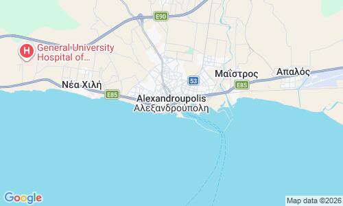 Ausschnitt der Weltkarte zu Alexandroupolis Strand