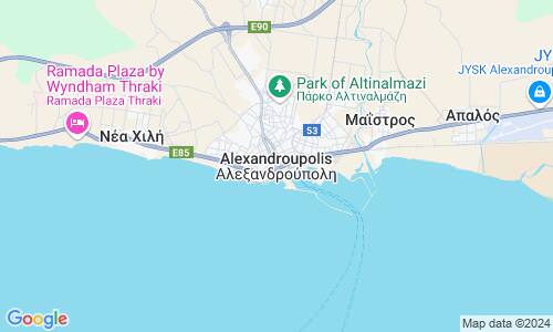Ausschnitt der Weltkarte zu Alexandroupolis