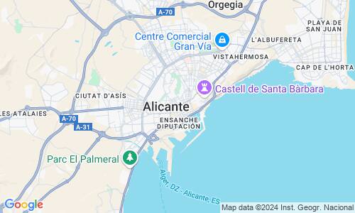 Ausschnit der Weltkarte zu Alicante