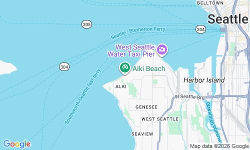 Ausschnitt der Weltkarte zu Alki Beach