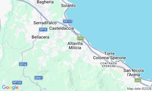 Ausschnitt der Weltkarte zu Altavilla Milicia Beach