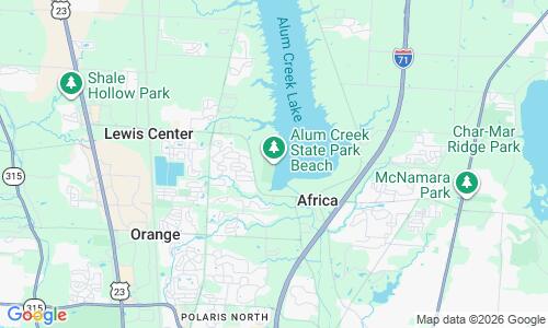 Ausschnitt der Weltkarte zu Alum Creek State Park Beach