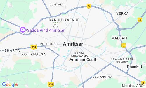 Ausschnitt der Weltkarte zu Amritsar