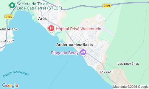 Ausschnitt der Weltkarte zu Andernos Strand