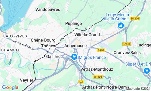 Ausschnitt der Weltkarte zu Annemasse