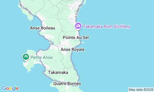 Ausschnitt der Weltkarte zu Anse Royale Beach