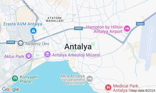 Ausschnit der Weltkarte zu Antalya