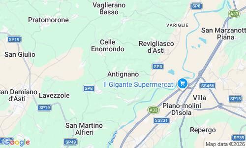 Ausschnitt der Weltkarte zu Antignano Beach