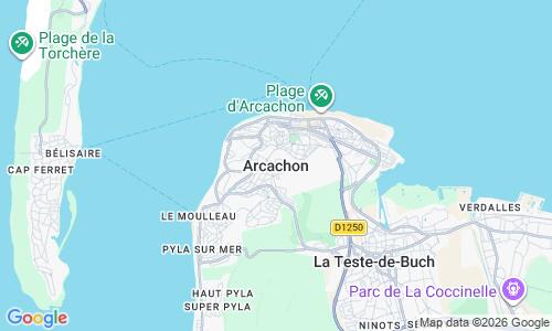 Ausschnitt der Weltkarte zu Arcachon Strand