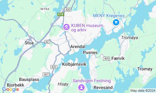 Ausschnitt der Weltkarte zu Arendal