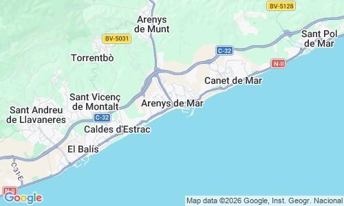 Ausschnitt der Weltkarte zu Arenys de Mar Strand