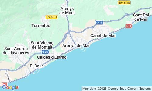 Ausschnitt der Weltkarte zu Arenys de Mar Strand