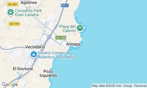 Ausschnitt der Weltkarte zu Arinaga Strand