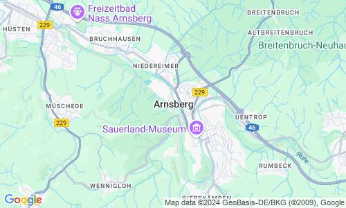 Ausschnitt der Weltkarte zu Arnsberg