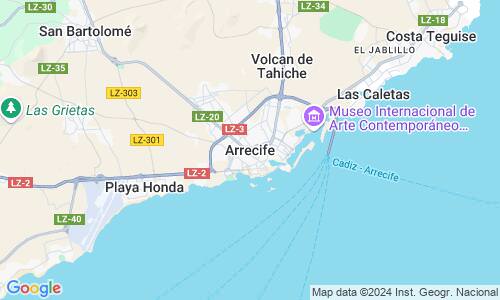 Ausschnitt der Weltkarte zu Arrecife