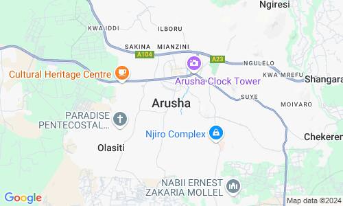 Ausschnitt der Weltkarte zu Arusha