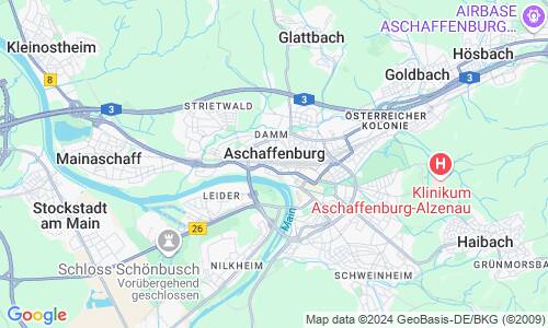 Ausschnitt der Weltkarte zu Aschaffenburg