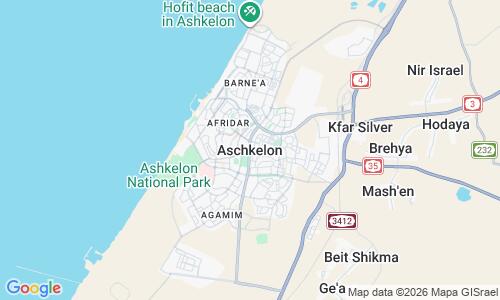 Ausschnitt der Weltkarte zu Ashkelon Strand