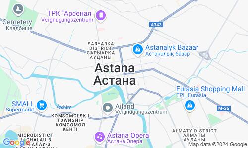 Ausschnitt der Weltkarte zu Astana