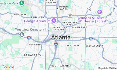 Ausschnitt der Weltkarte zu Atlanta