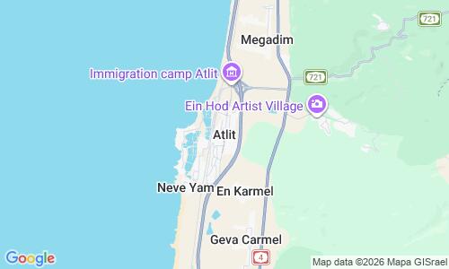 Ausschnitt der Weltkarte zu Atlits Strand