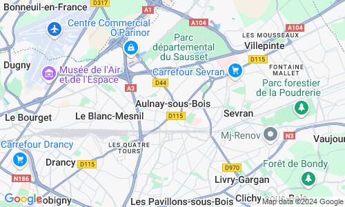 Ausschnitt der Weltkarte zu Aulnay-sous-Bois