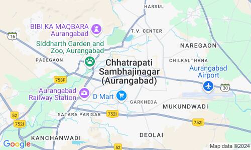 Ausschnitt der Weltkarte zu Aurangabad