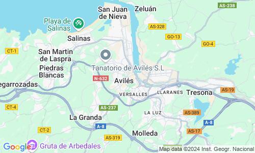 Ausschnitt der Weltkarte zu Avilés
