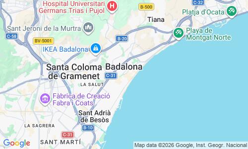 Ausschnitt der Weltkarte zu Badalona Strand
