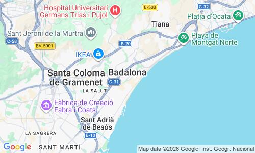 Ausschnitt der Weltkarte zu Badalona Strand