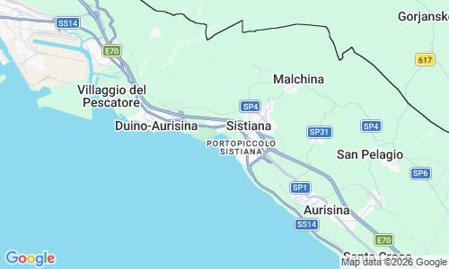 Ausschnitt der Weltkarte zu Baia di Sistiana