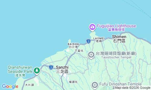 Ausschnitt der Weltkarte zu Baishawan Beach