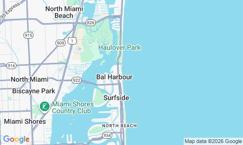 Ausschnitt der Weltkarte zu Bal Harbour Beach