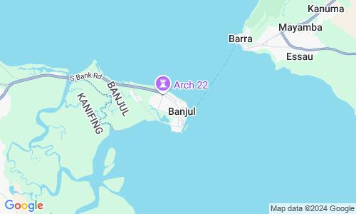 Ausschnitt der Weltkarte zu Banjul