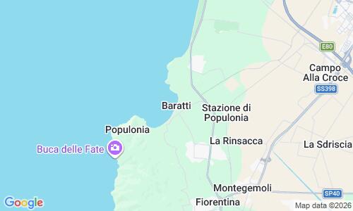Ausschnitt der Weltkarte zu Baratti Strand