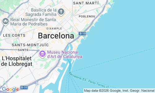 Ausschnitt der Weltkarte zu Barceloneta Strand