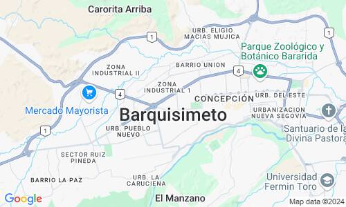 Ausschnitt der Weltkarte zu Barquisimeto