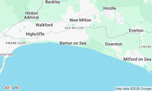 Ausschnit der Weltkarte zu Barton-on-Sea Beach