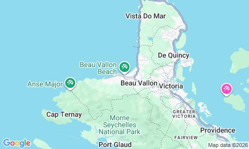 Ausschnitt der Weltkarte zu Beau Vallon Beach