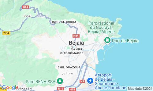 Ausschnitt der Weltkarte zu Bejaia